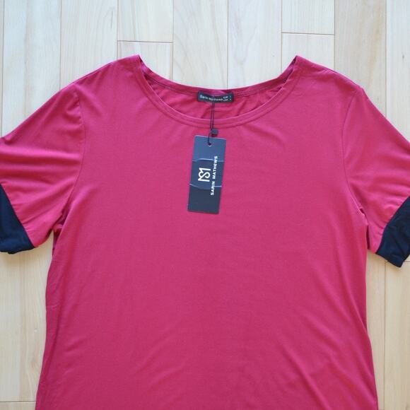 NWT Sarin Mathews Red Short Sleeve Tee Size L - Picture 2 of 5